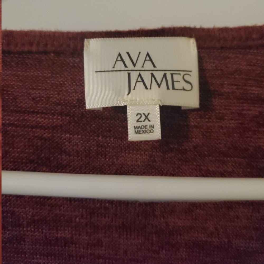 Ava James Woman's Sweater Burgundy 2X NWT Plus Size - Picture 3 of 4